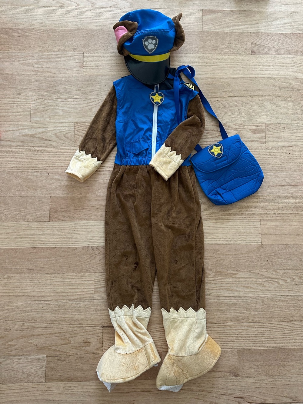 Paw Patrol Chase Brown and Blue Police Pup Costume with Bag